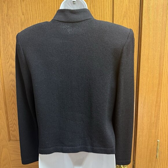 St. John Basics | Jacket Black Santana Knit Button Front Cardigan Top - Size 2 - Picture 3 of 6